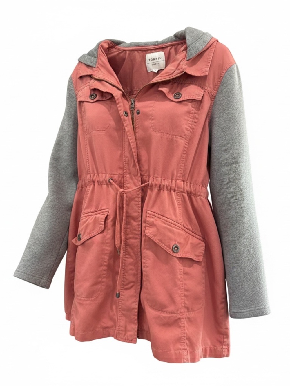 Torrid Hooded Utility Anorak Jacket Coral Gray Size 2